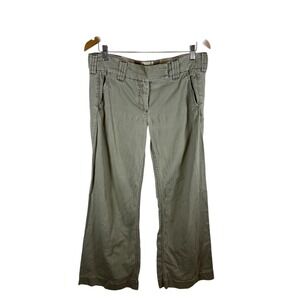 Cidra Womens Low Rise Wide Leg Cargo Pants Olive Green Khaki Lace Up Back Sz 10